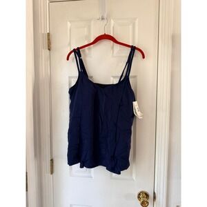 Swim Solutions Princess Seam Tankini Navy Blue Size 16 MSRP $78‎